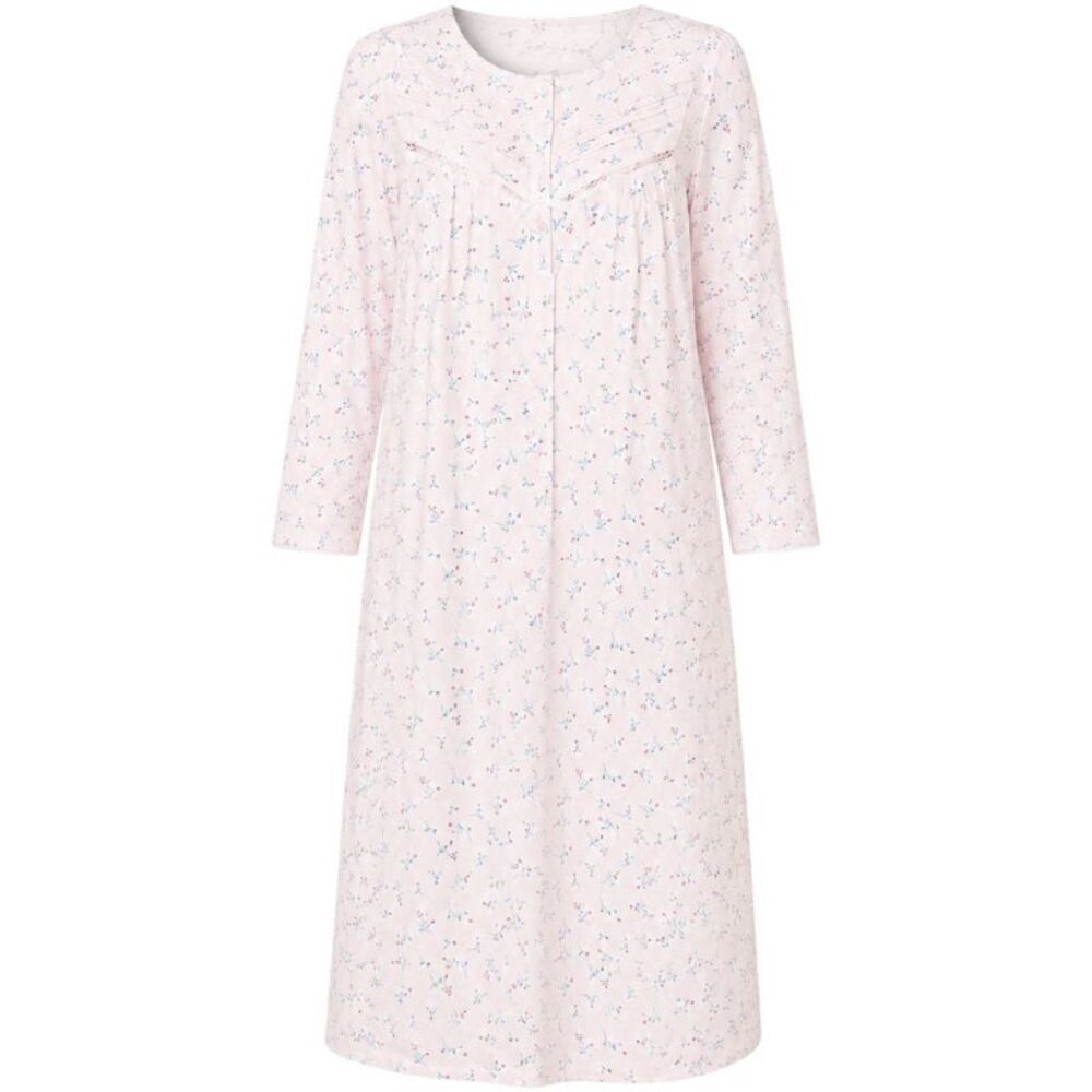 Camille Womens/Ladies Natural Cotton Long-Sleeved Nightdress / Pink